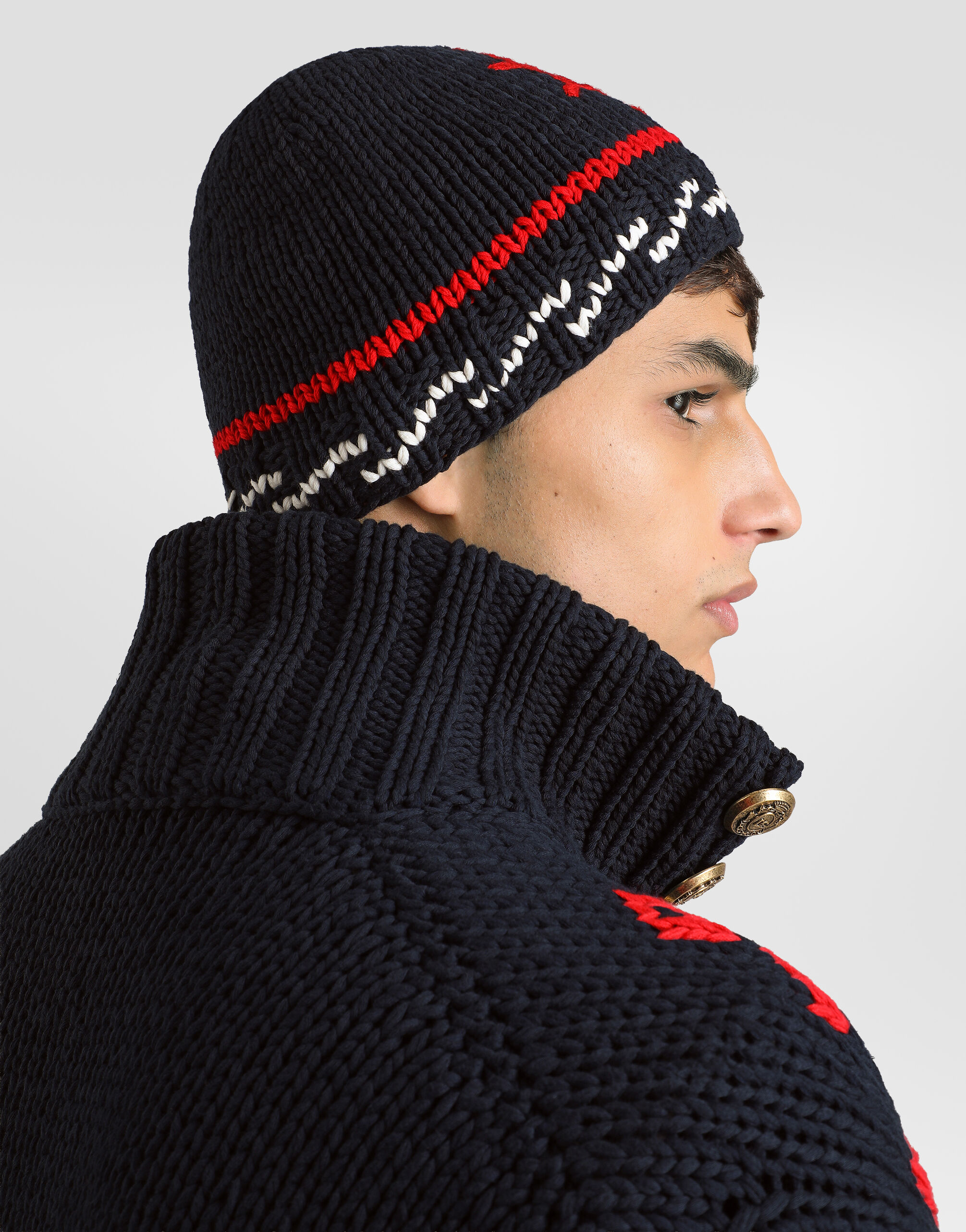 Cotton intarsia cardigan in Multicolor for Men | Dolce&Gabbana®