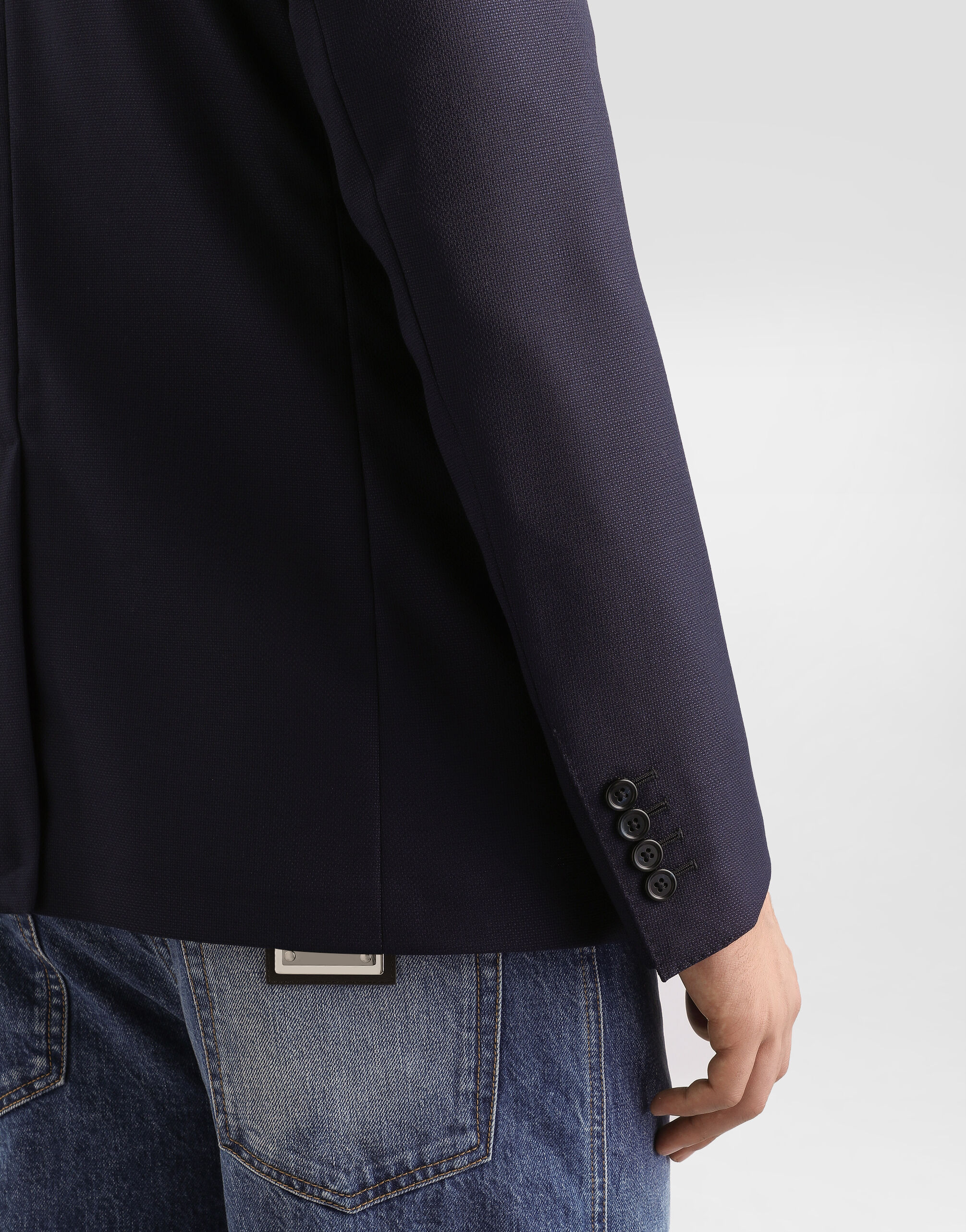 Single-breasted taormina wool jacket in Blue for Men