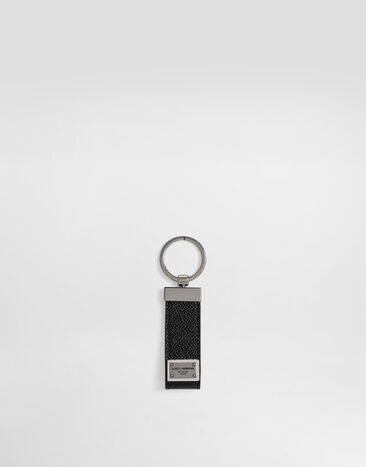 Dolce & Gabbana Calfskin key chain with logo tag Black BP1371AG219
