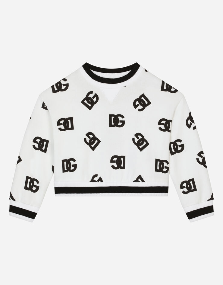 Dolce & Gabbana Jersey round-neck sweatshirt with DG logo print Multicolor L5JW7KHS7KC