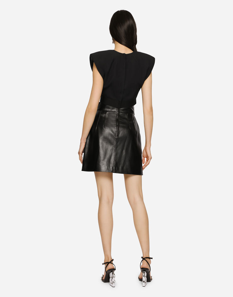 Dolce & Gabbana Short leather skirt Black F4CBQLHULOJ