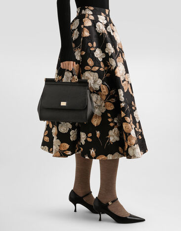 Dolce & Gabbana Bolso Sicily grande en piel de becerro Dauphine Negro BB6002B1001