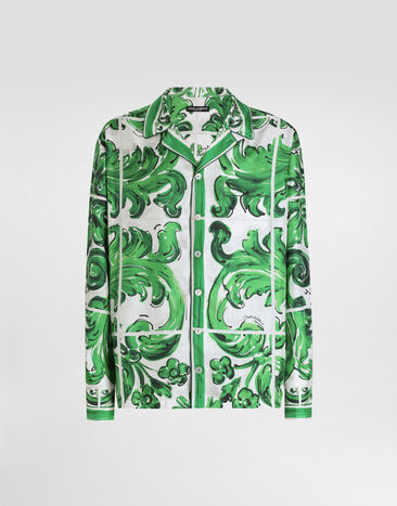 Dolce & Gabbana Majolica-print silk twill vanity shirt Print I5C16MHI1TN