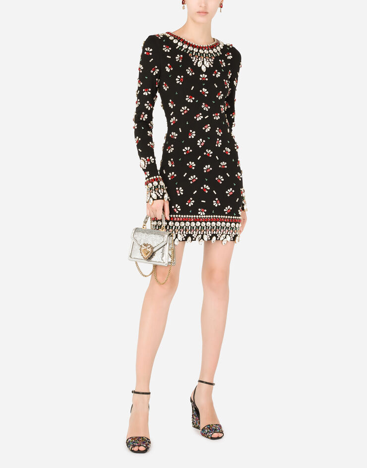 Dolce & Gabbana Short jersey dress with multi-colored embellishment Multicolor F6R6LZGDAJO