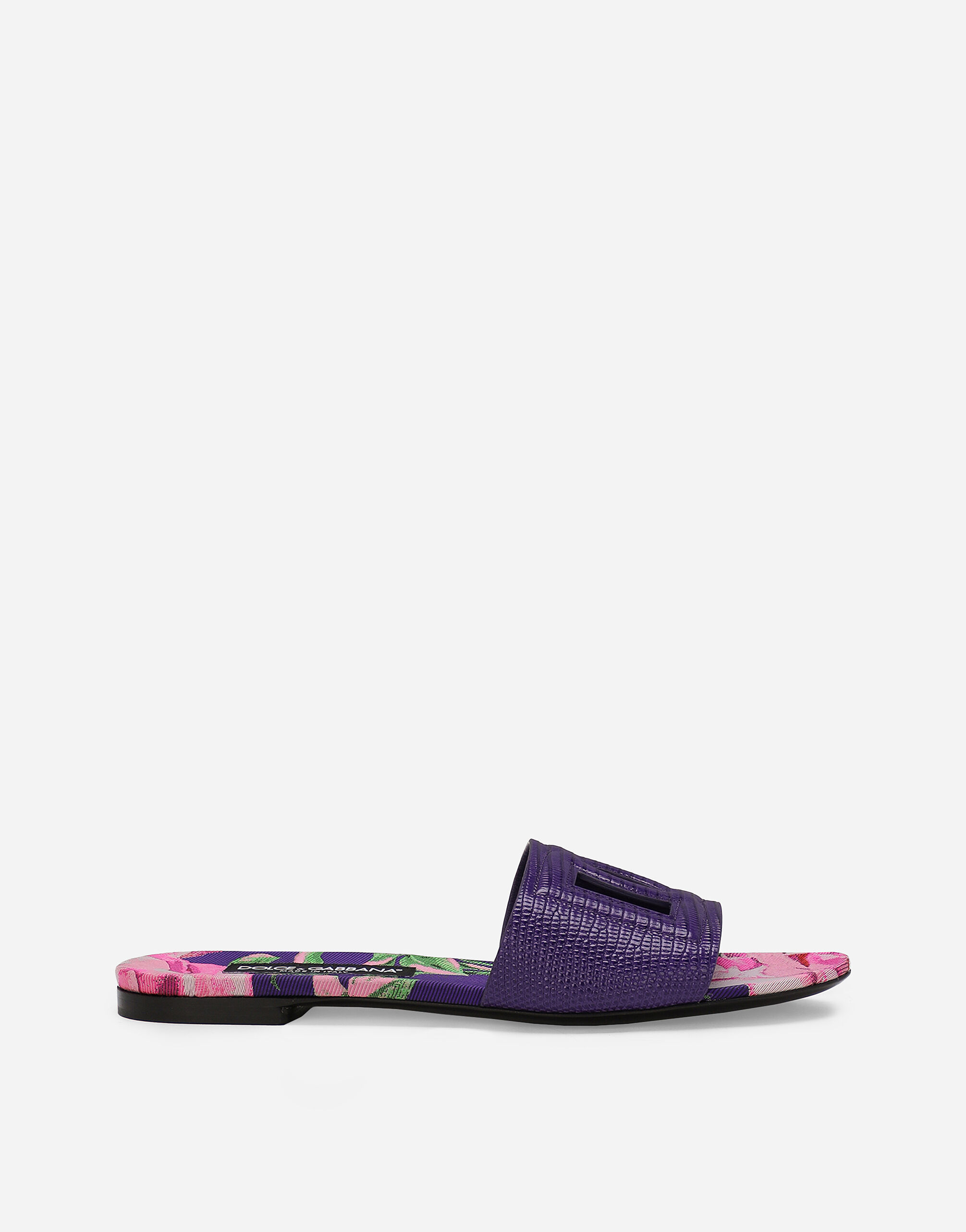 Calfskin sliders in Purple for Women Dolce Gabbana US