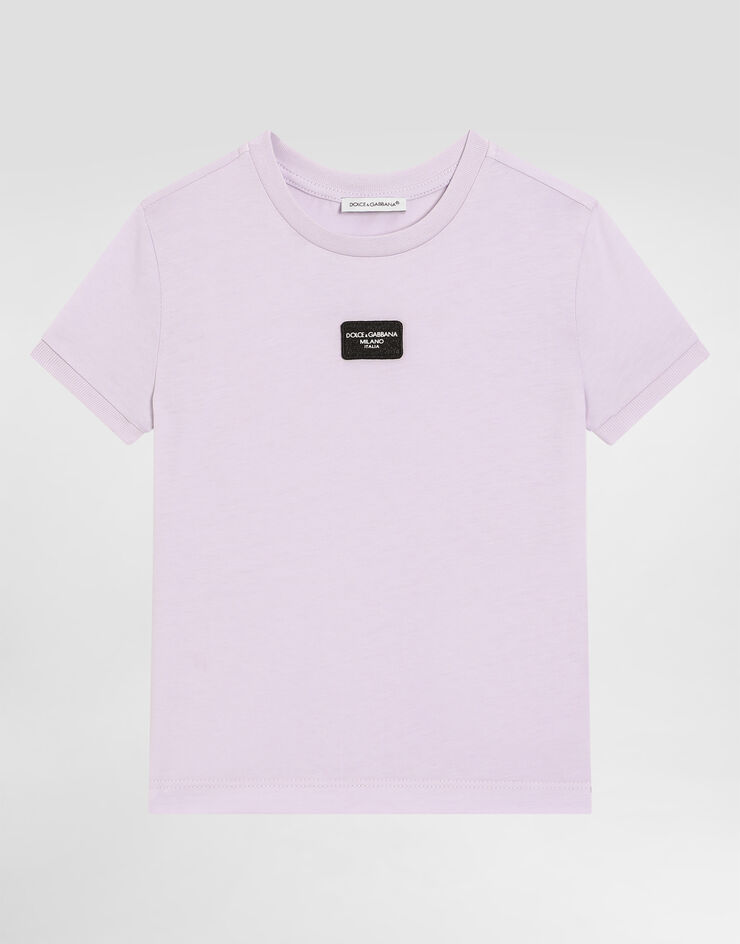 Dolce & Gabbana Jersey T-shirt with logo tag Lilac L5JTMOG7NYU