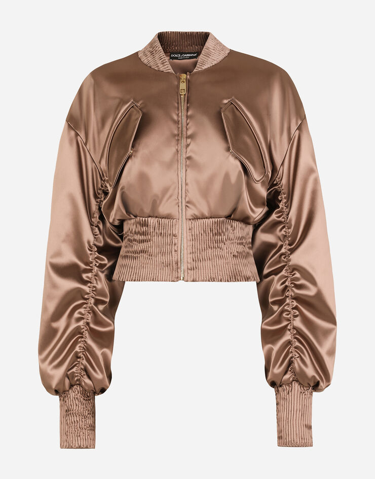 Dolce & Gabbana Куртка из атласа коричневый F9M68TFURAD