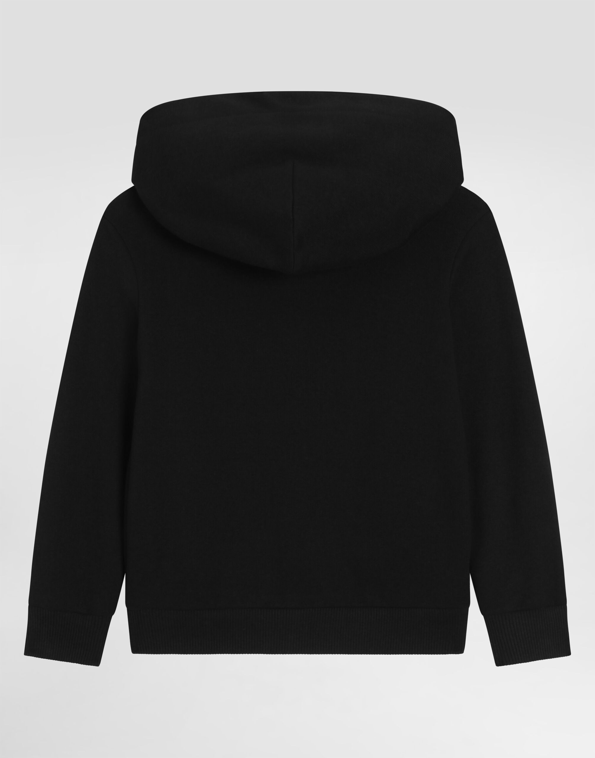 Hooded sweatshirt with logo plate in Black for Boys | Dolce&Gabbana®