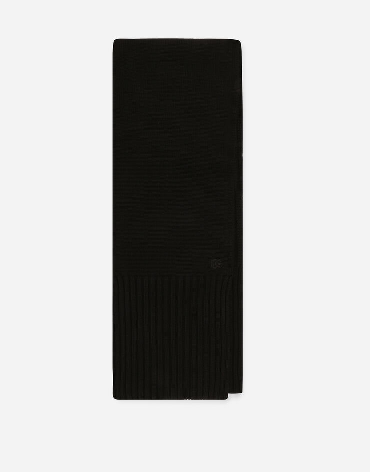 Dolce & Gabbana Bufanda de cachemira con logotipo DG bordado Negro FXR10ZJAWZ9