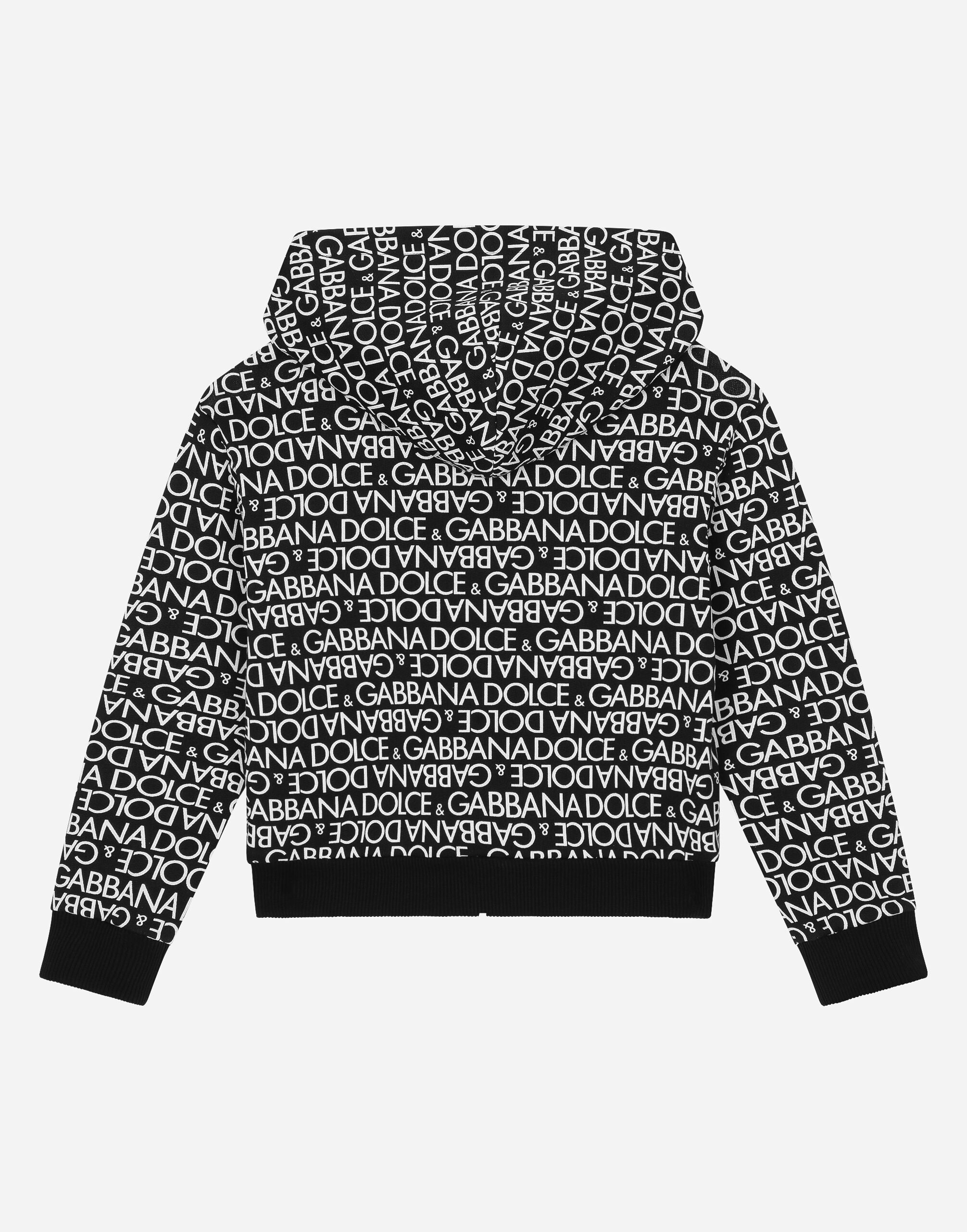 Zip up hoodie with all over logo print in Multicolor for Boys Dolce Gabbana