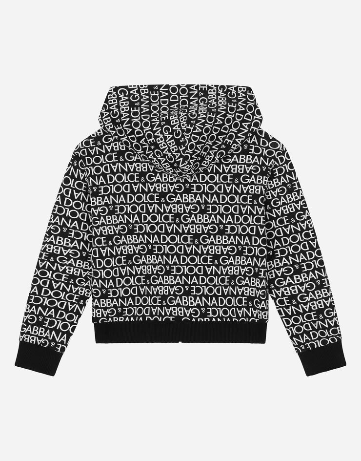 DolceGabbanaSpa Sweat-shirt zippé avec capuche et imprimé Logomania Multicolore L4JWFNHS7MN