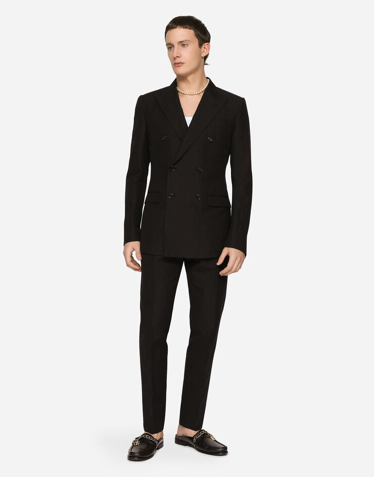 Dolce & Gabbana Double-breasted linen and cotton Taormina-fit suit Black GKAIMTFUTAK