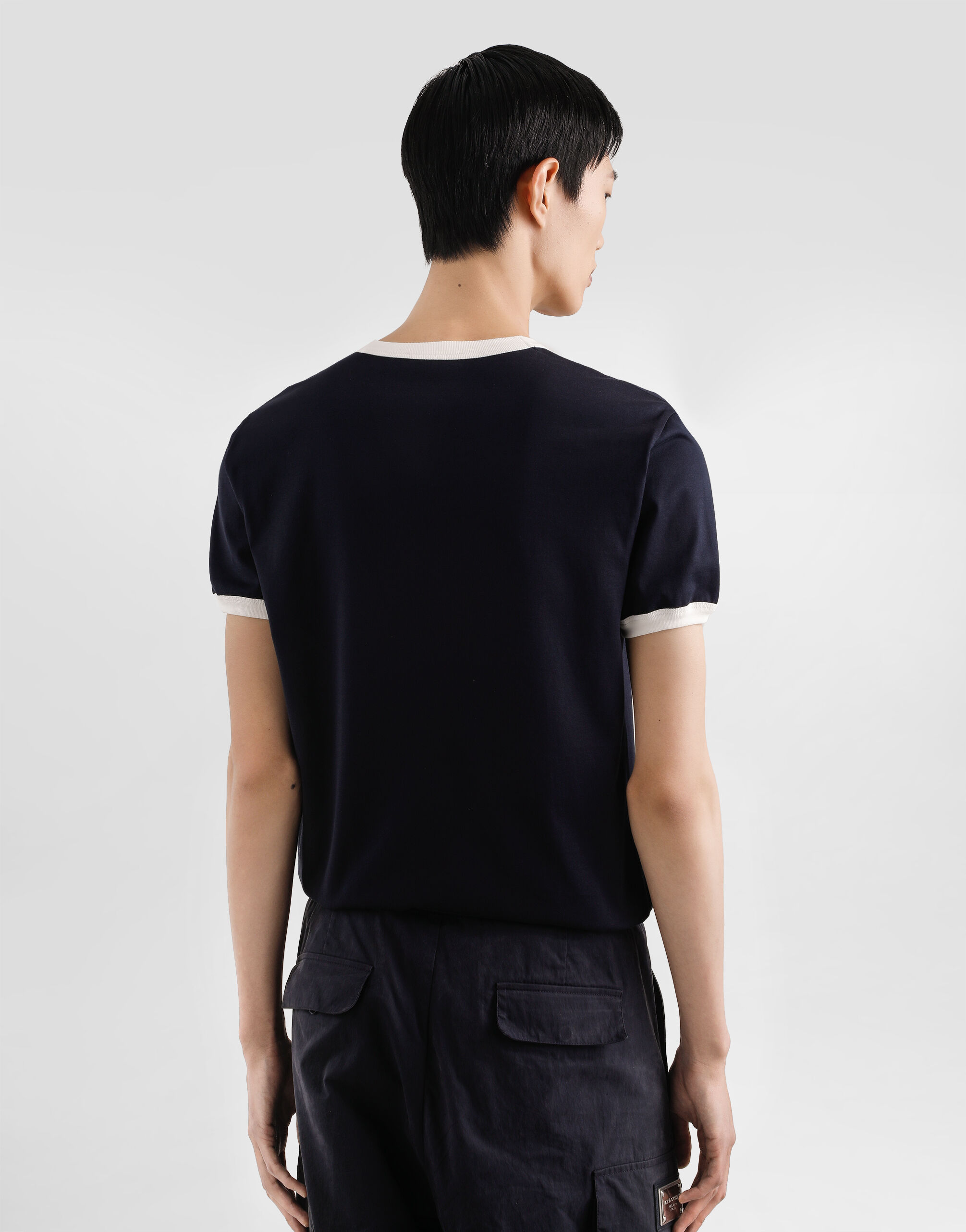 Blueのメンズ フロッキープリント コットン Tシャツ | Dolce&Gabbana®