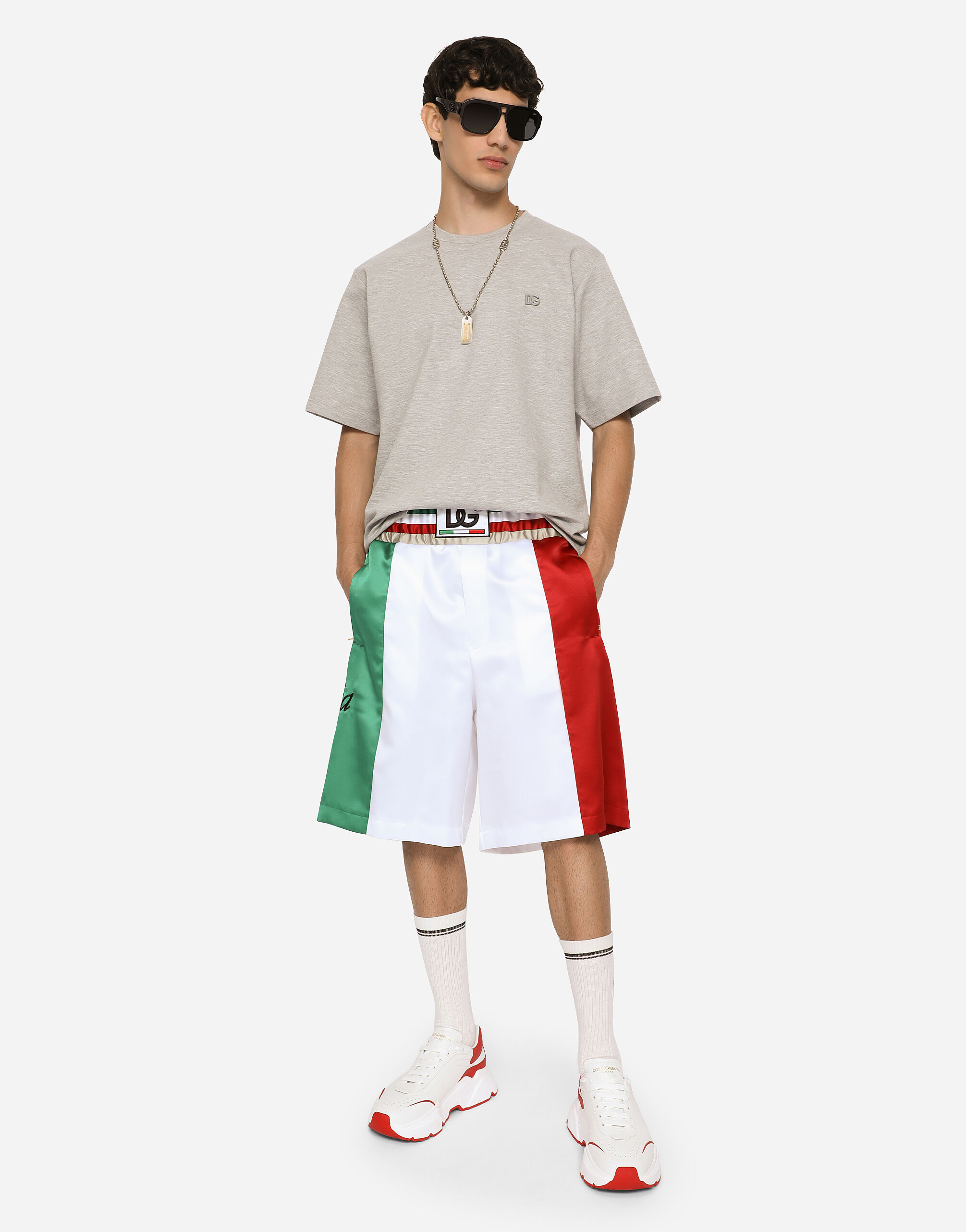 Satin shorts with DG patch in Multicolor for Men