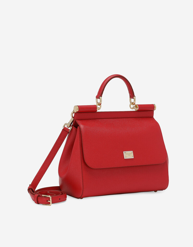 Dolce & Gabbana Borsa Sicily media in pelle dauphine Rosso BB4347A1001