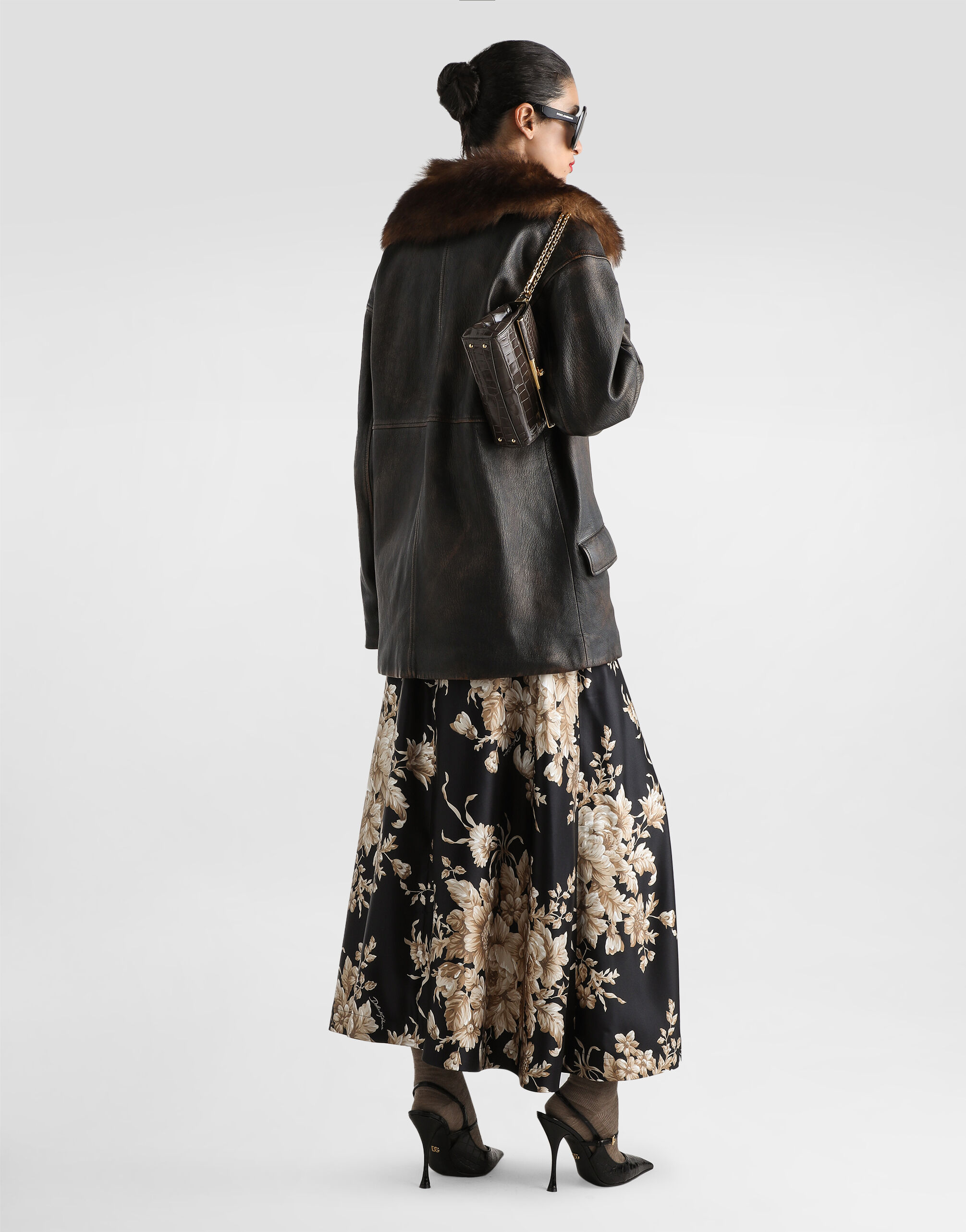 Rose-print midi skirt in Print for Women | Dolce&Gabbana® US