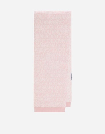 Dolce & Gabbana Knit scarf with all-over jacquard logo Beige LNJAD8G7L5F