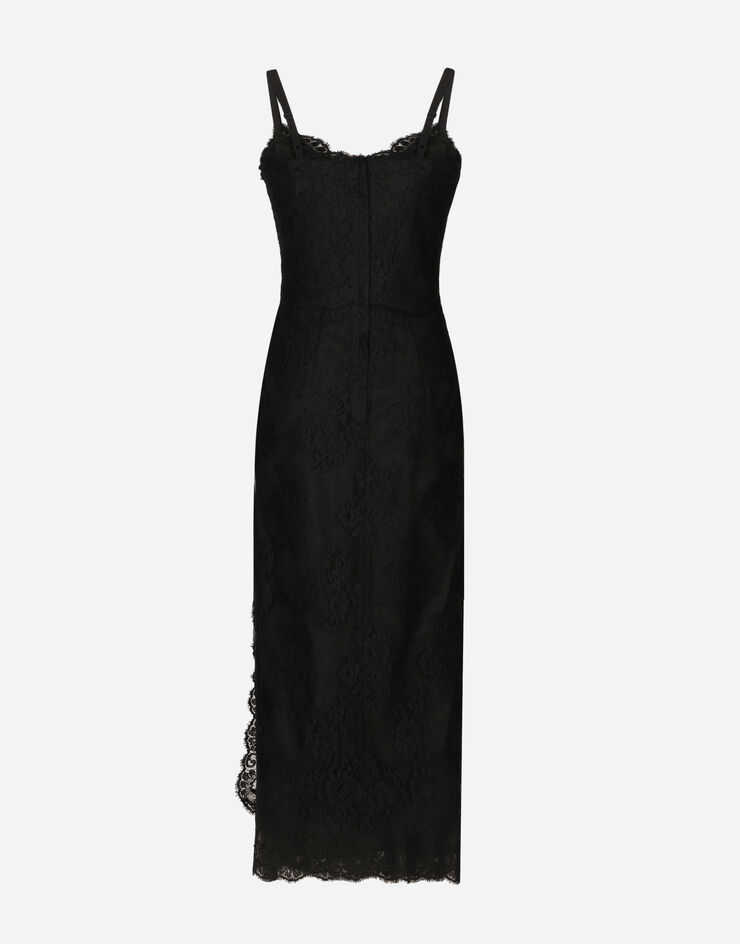 Dolce & Gabbana Платье-комбинация миди из кружева черный F6JAOTHLMO7