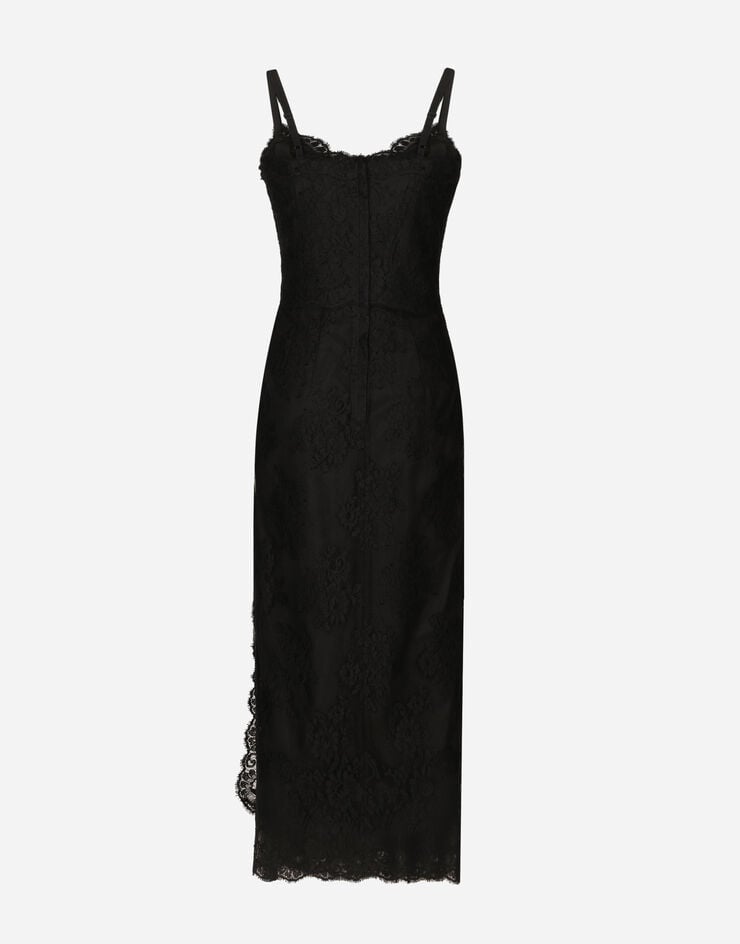 Dolce & Gabbana Lace calf-length slip dress Black F6JAOTHLMO7