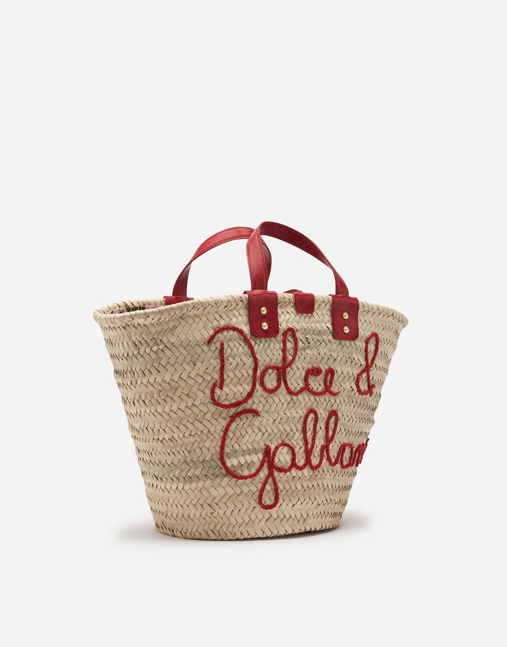 Dolce & Gabbana Capazo Kendra de paja con bordados en hilo Multicolor BB5888AJ965