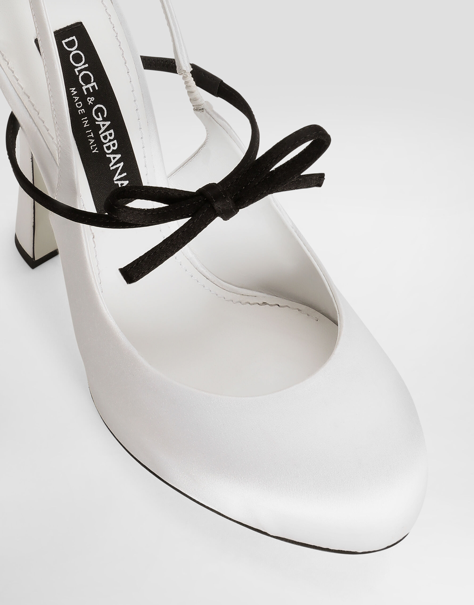 DOLCE&GABBANA スリングバックパンプス ホワイト/ブラック Satin slingbacks in Multicolor for Women | Dolce&Gabbana® US