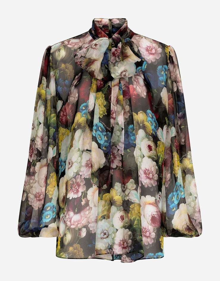 Dolce & Gabbana Chiffon shirt with nocturnal flower print 印花 F5R62TIS1SR
