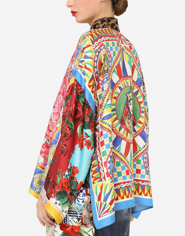 Dolce & Gabbana Twill shirt with mixed foulard prints BLUE F5O28TGDY30