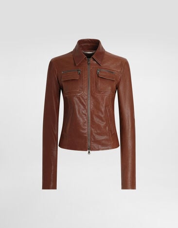Dolce & Gabbana Vegetable nappa leather jacket Brown F9U06LHULZQ