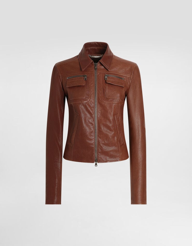 Dolce & Gabbana Vegetable nappa leather jacket Brown F9U06LHULZQ