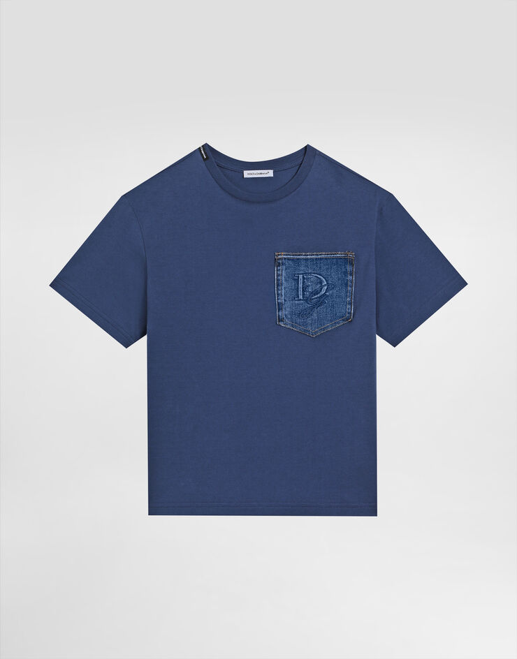 Dolce & Gabbana Camiseta de punto con bolsillo Azul L4JTIJG7O3G
