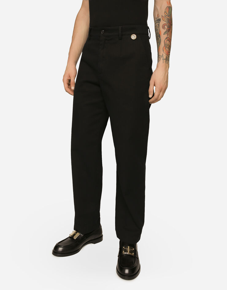 Dolce&Gabbana Coin detail cotton gabardine pants Black GV5ZHTFU6ZE