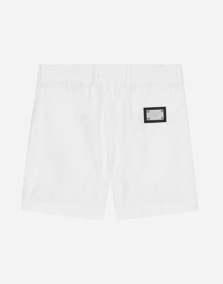 Dolce & Gabbana Stretch poplin shorts with logo tag White L12Q95FUFIP