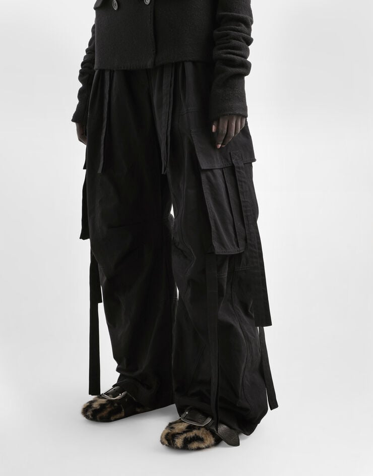 Dolce & Gabbana Waxed faille cargo pants Black FTDEHTHUMS8