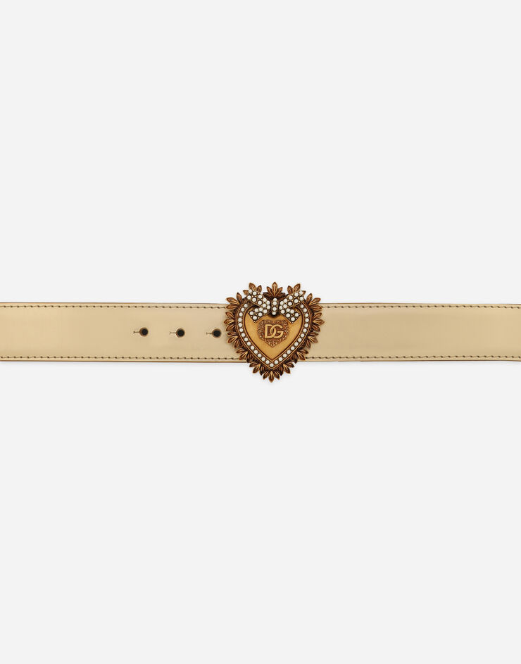 Dolce & Gabbana Ceinture Devotion en cuir de veau lamé Doré BE1315AK870