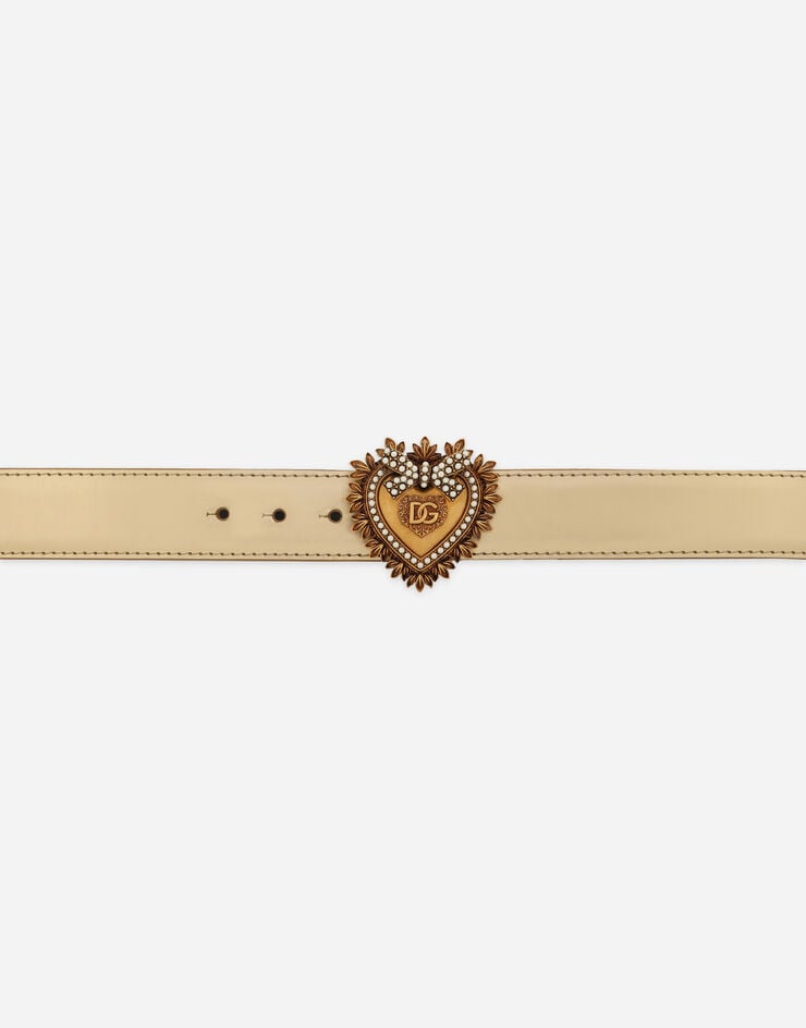 Dolce & Gabbana Cinturón Devotion de becerro laminado Dorado BE1315AK870