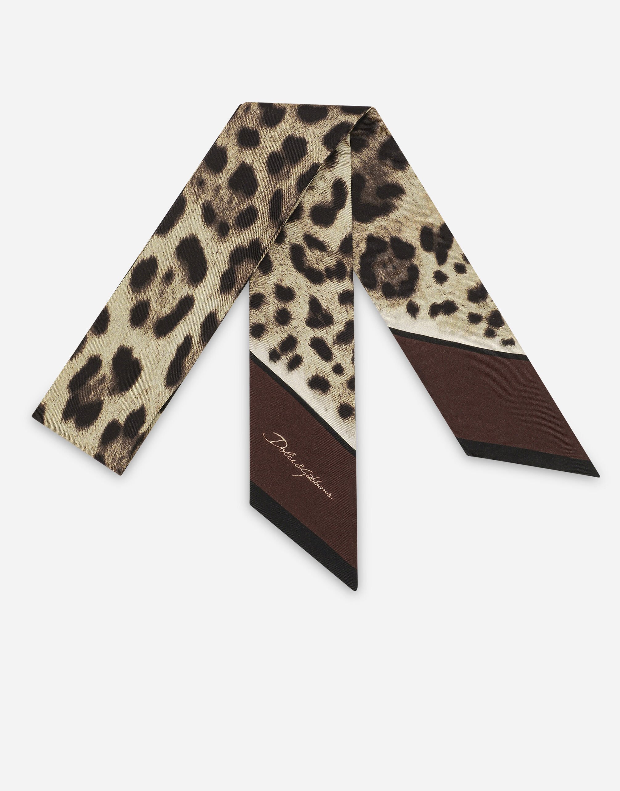 Dolce & Gabbana Leopard-print twill headscarf (6x100) Gold WRQA1GWQC01