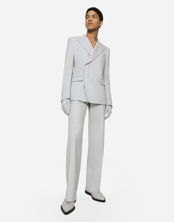 Dolce&Gabbana Pantalon jambe droite en sergé de laine stretch Gris GYZMHTGH054