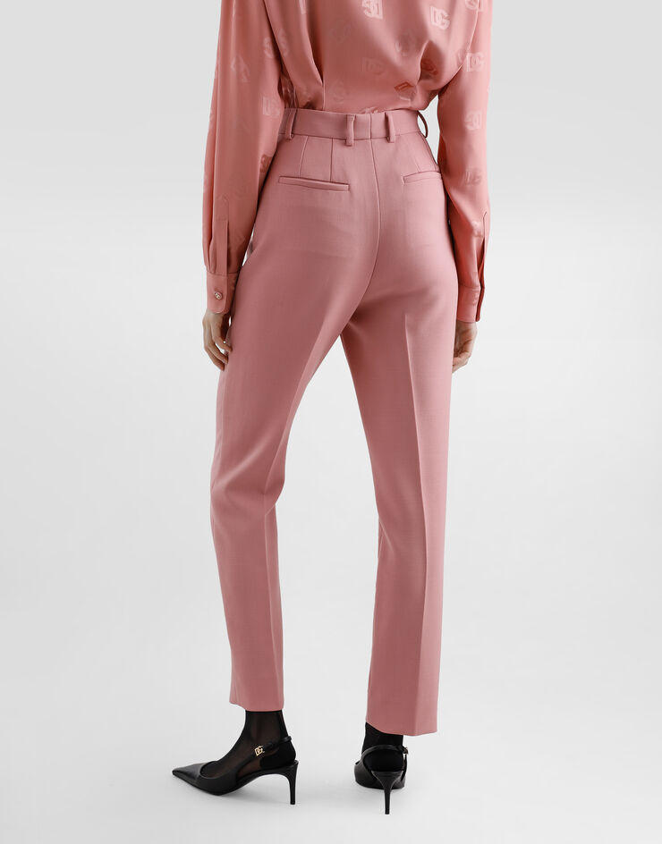Dolce & Gabbana Pantalón sastre en crepé doble de lana Rosa FTAM2TFU2L8