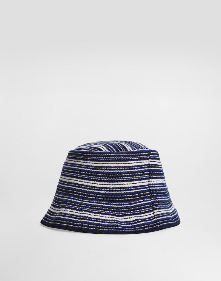 Dolce & Gabbana Cappello da pescatore in maglia con lavorazione a nido d'ape Blu LBKAG2JBCF8
