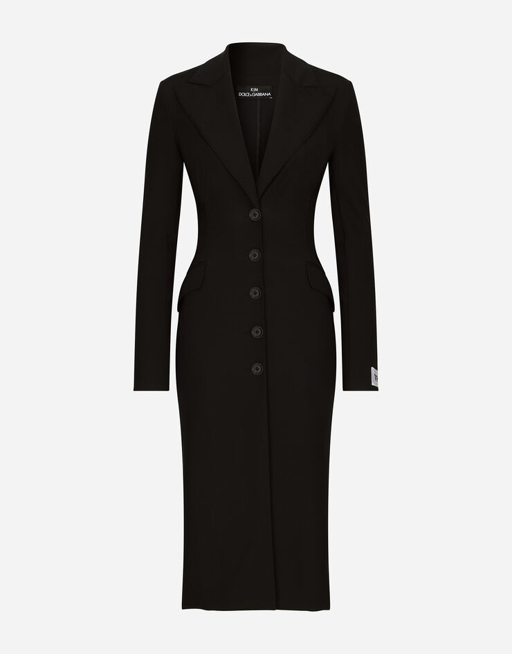 Dolce & Gabbana KIM DOLCE&GABBANA Robe-manteau en jersey avec étiquette Re-Edition Noir F0C3ZTFUUBP