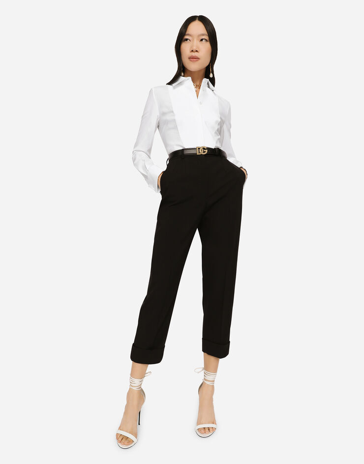 Dolce & Gabbana Woolen pants with turn-ups Black FTB72TFUBAJ
