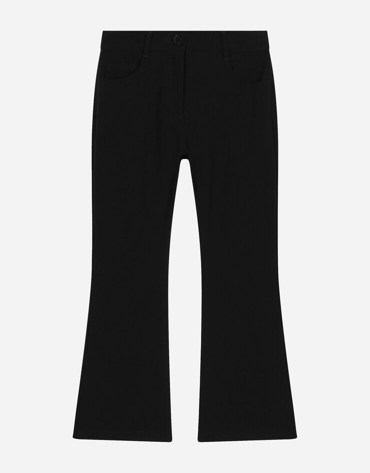 Dolce & Gabbana Pantaloni flare in cady con logo DG Nero L52F74G7M4Q