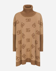 Dolce & Gabbana Short wool turtle-neck poncho with DG inlay Print F0W1YTFSTBJ