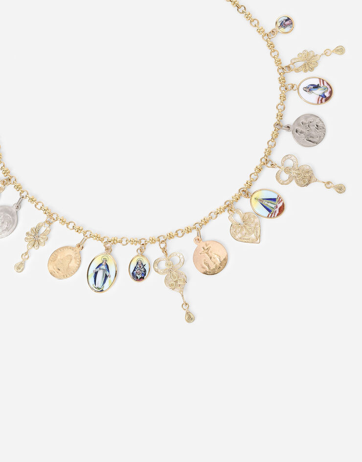 Dolce & Gabbana Ожерелье dD Из желтого и белого золота 18 карат с древними миниатюрами из керамики ЗОЛОТОЙ WNDD1GW0001