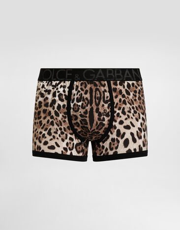 Dolce & Gabbana Boxer en coton bi-stretch à imprimé léopard Multicolore M4D19JONO03