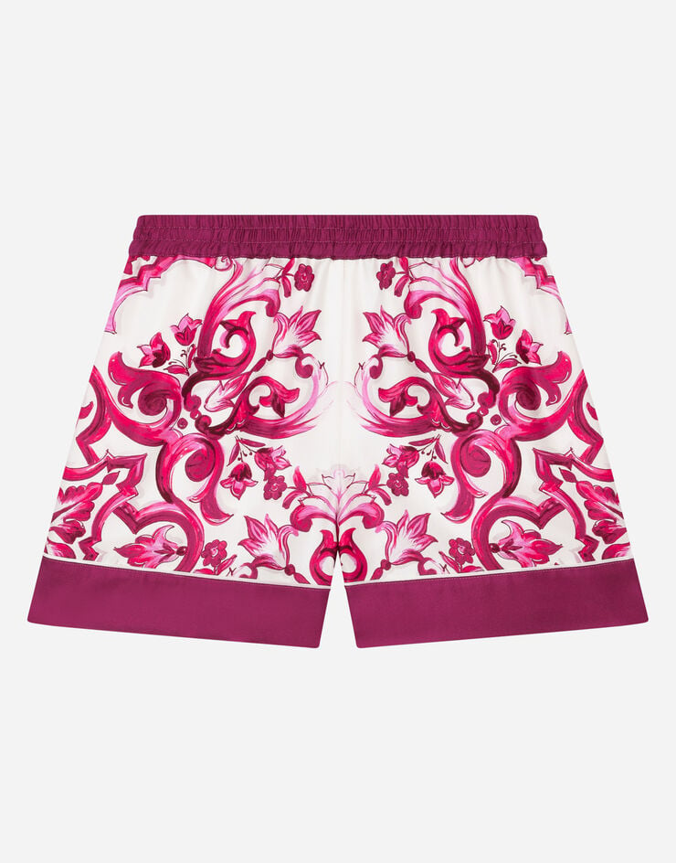 Dolce & Gabbana Shorts de sarga con estampado Maiolica Multicolor L52Q33G7EY5