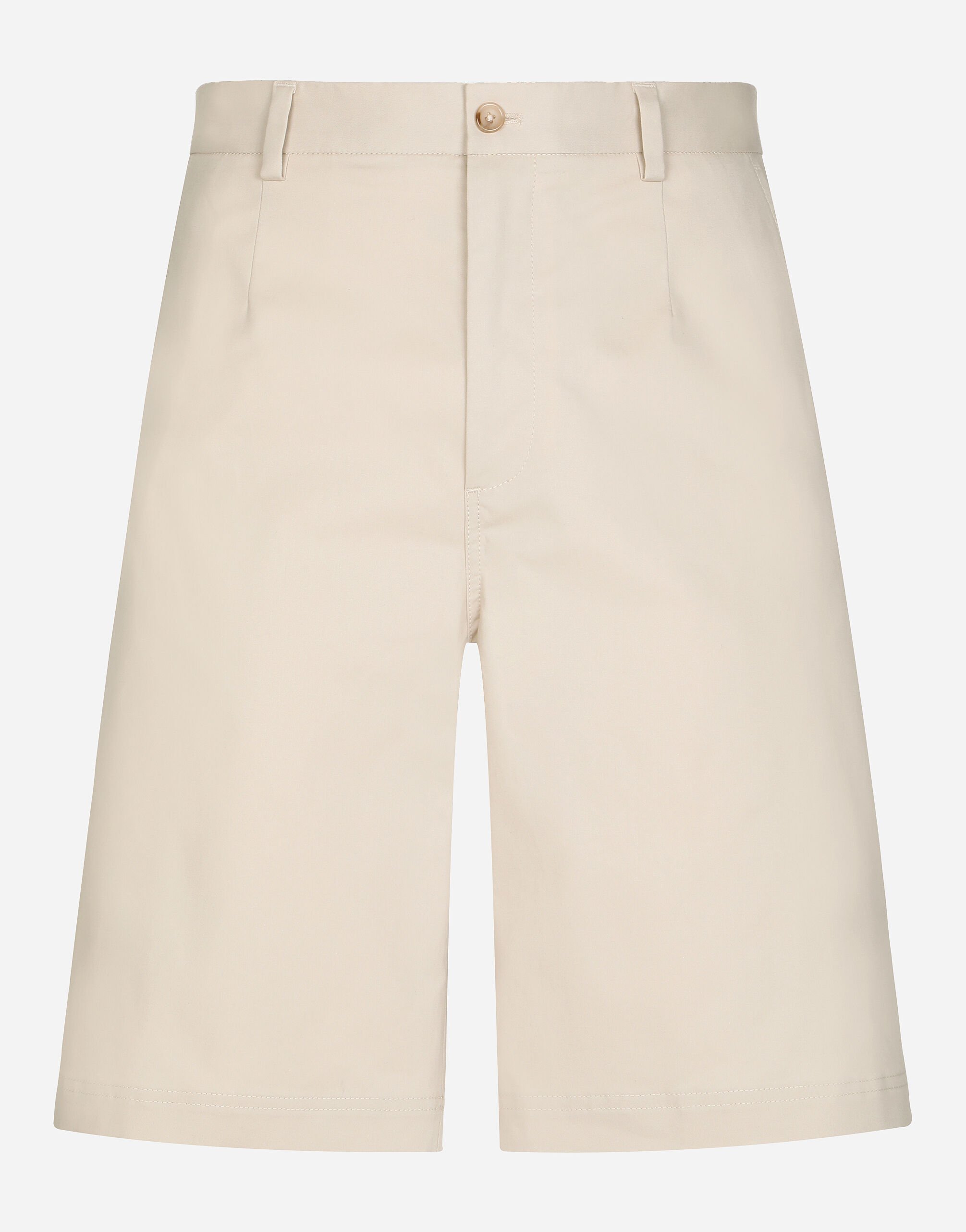 Dolce & Gabbana Stretch cotton shorts with branded tag Beige BM2275AO727