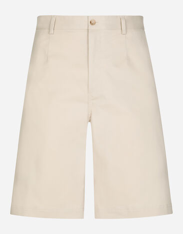 Dolce & Gabbana Bermudas de algodón elástico con placa con logotipo Blanco G8RN8TG7M2X