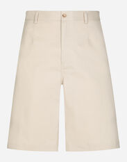 Dolce & Gabbana Stretch cotton shorts with branded tag Beige GYZMHTFUBGF