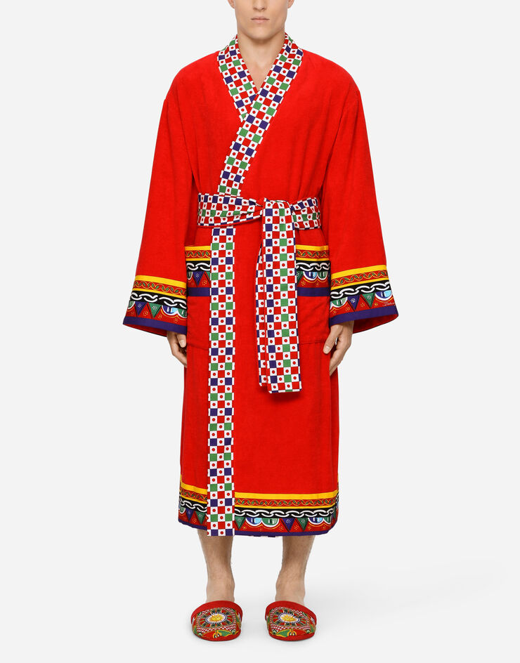 Dolce & Gabbana Cotton Terry Bathrobe Multicolor TCF010TCAGN